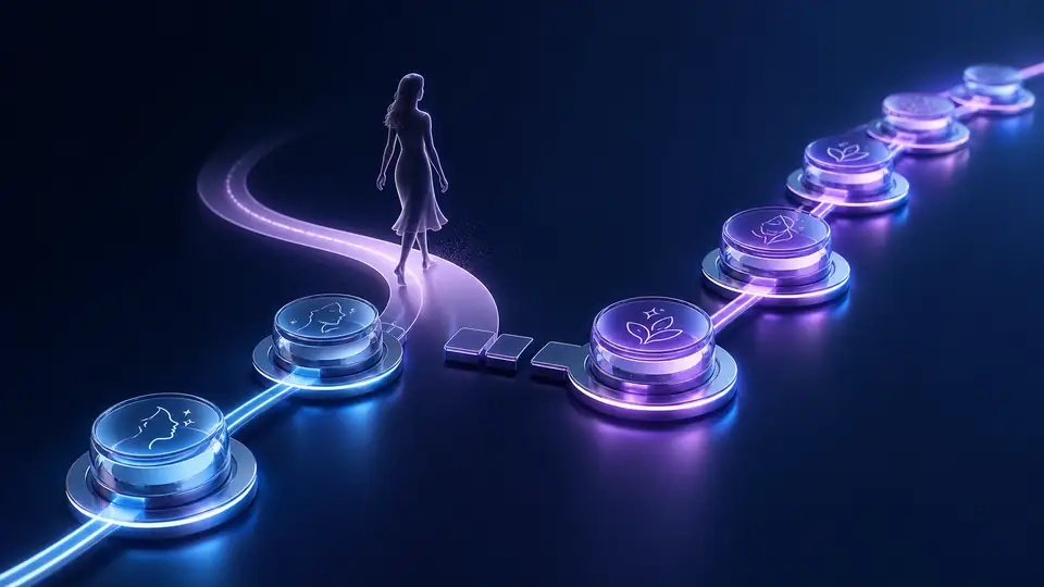 Neon conceptual illustration for “Patient retention for aesthetic clinics in Dubai: beyond the first treatment”