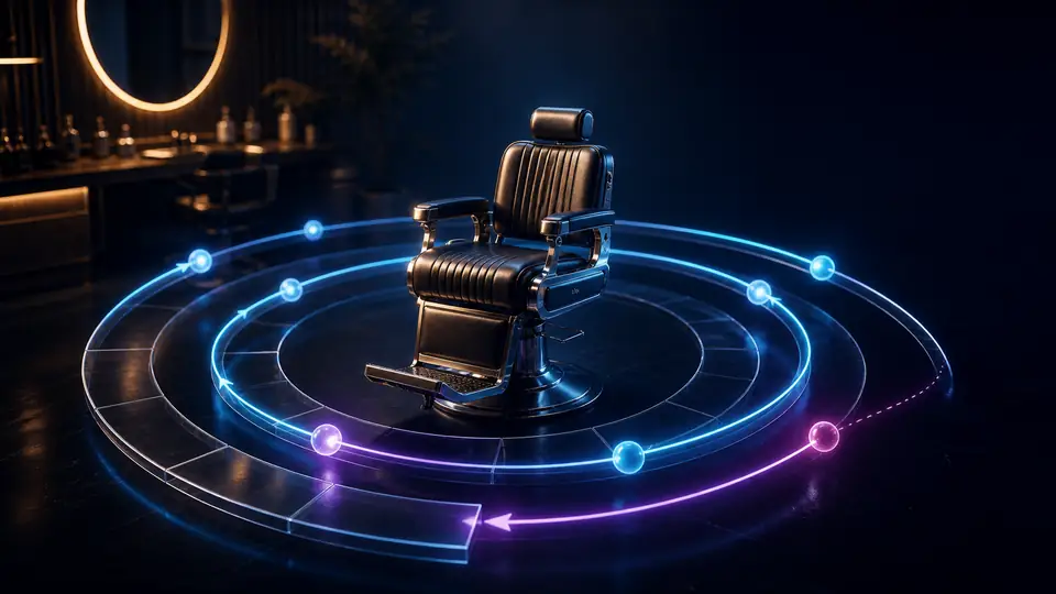 Neon conceptual illustration for “Barbershop loyalty program in Dubai: build regulars, not one-off cuts”