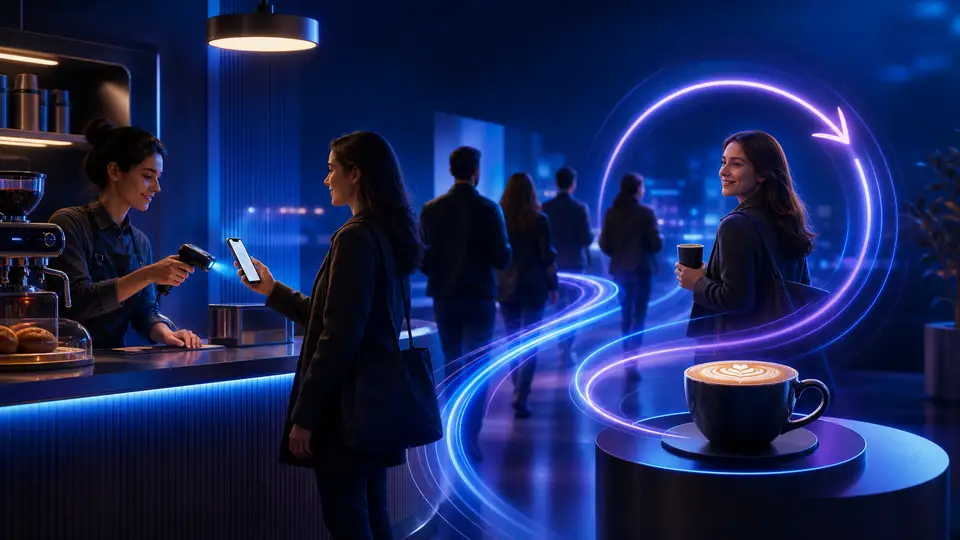 Neon conceptual illustration for “Café loyalty program in Dubai: win the default, not just the visit”