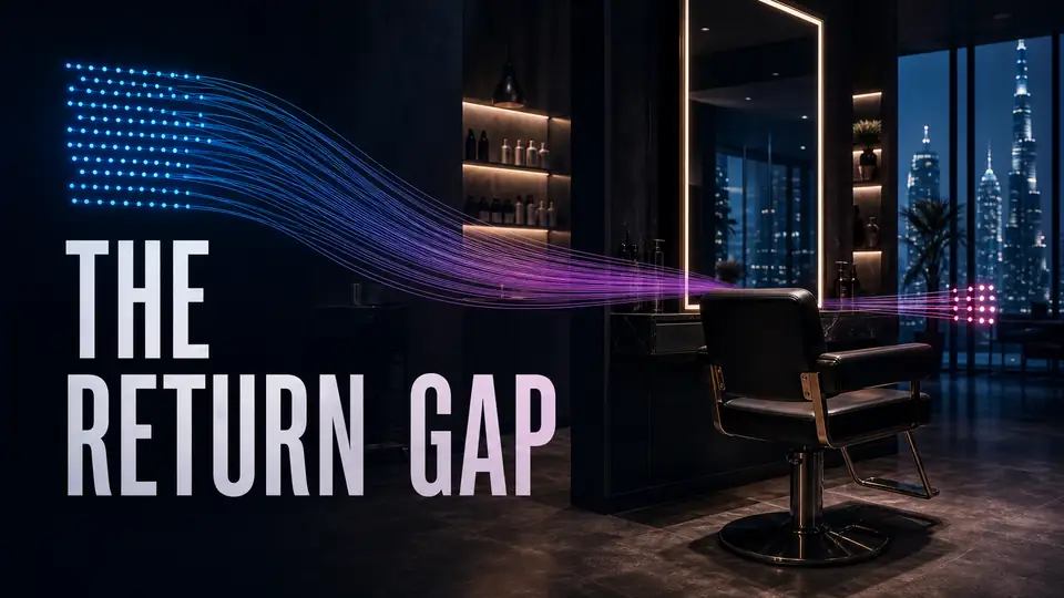 Salon client journey with a visible gap between first visit and return