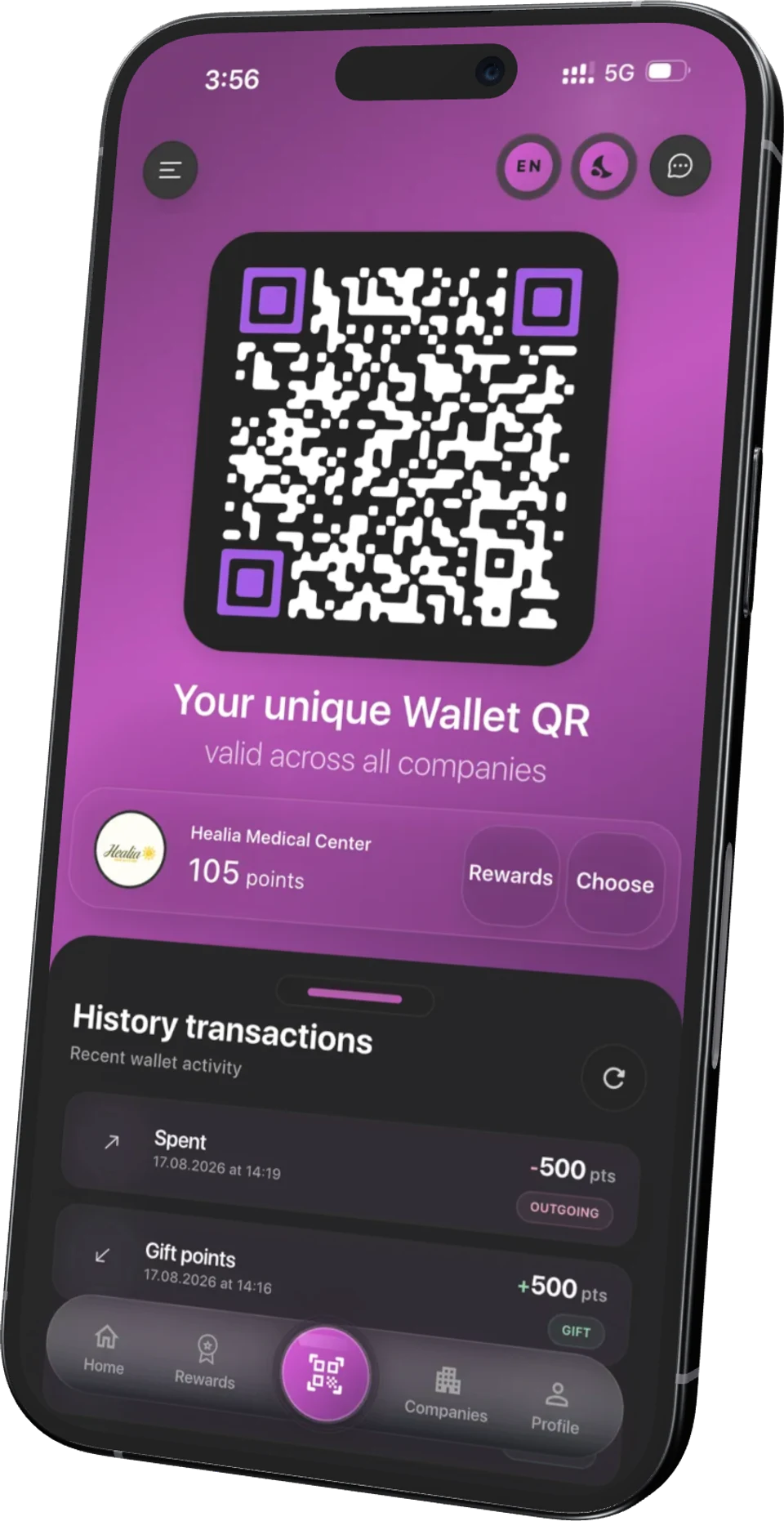 LoyalsClub customer wallet showing the QR code used at checkout