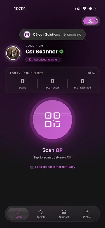 Customers earn at checkout